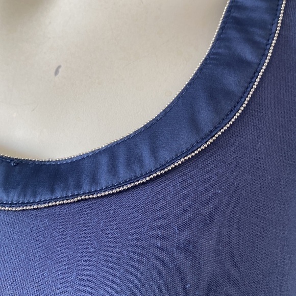 White House Black Market Ball Chain Tee Blue Long Sleeve XXS - Picture 8 of 13